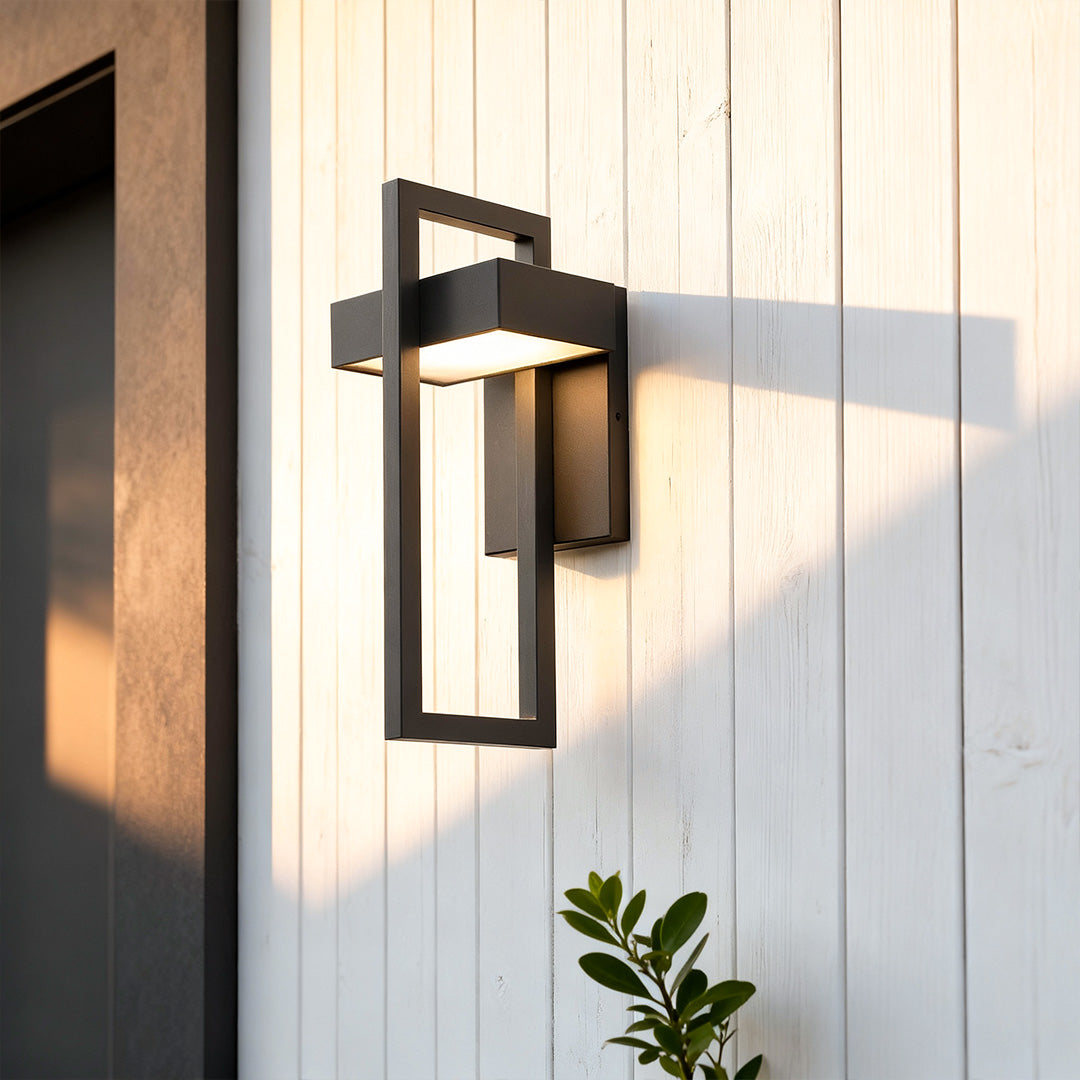 Open Frame Outdoor Wall Sconce, Black Stainless Steel LED Light