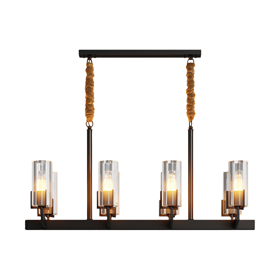Ribbed Glass Candle Chandelier, Solid Brass Modern Ceiling Light 26