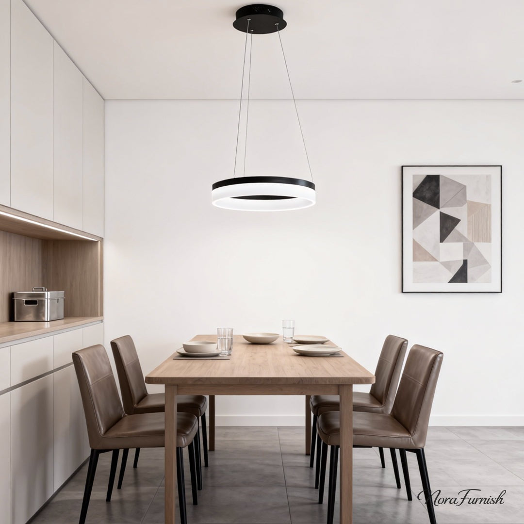 Black Ring Pendant Light, Aluminum and Acrylic LED