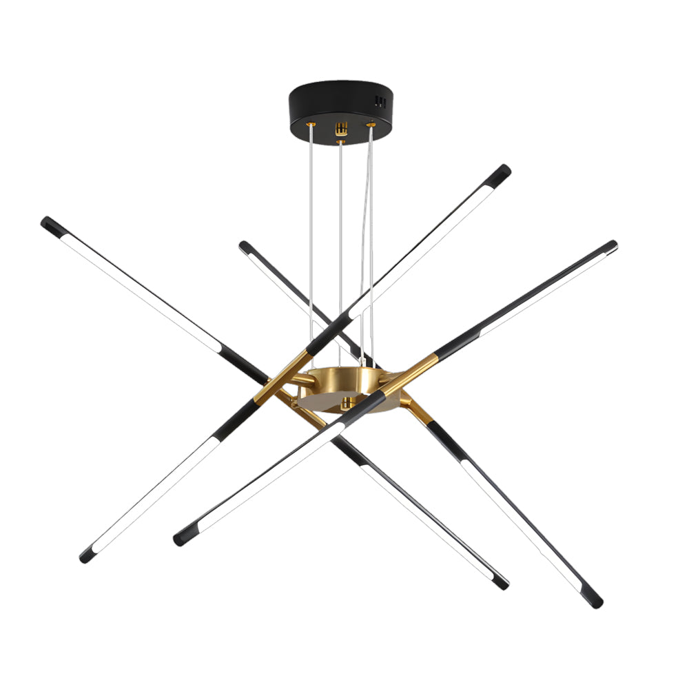Stepless Dimming Sputnik Chandelier, Gold Rod LED