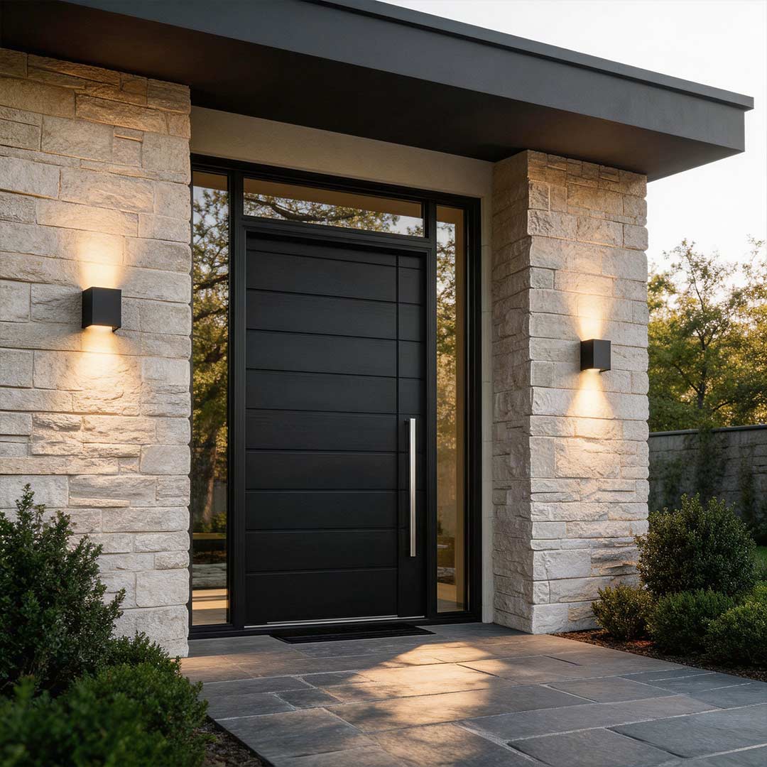 Minimal Up and Down Wall Light, Black Cast Aluminum Sconce