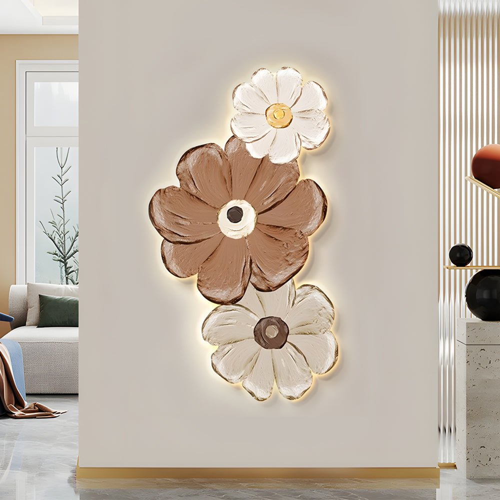 Blossom Trio LED Wall Art, Carved Flower Backlit Wall Panel