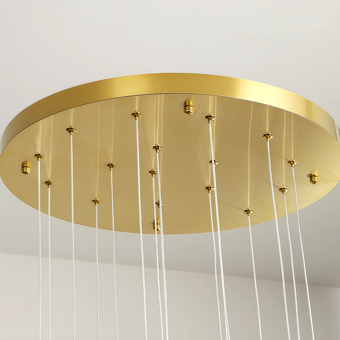 Ceramic Tulip Spiral Staircase Chandelier, Gold Stainless Steel Light 9