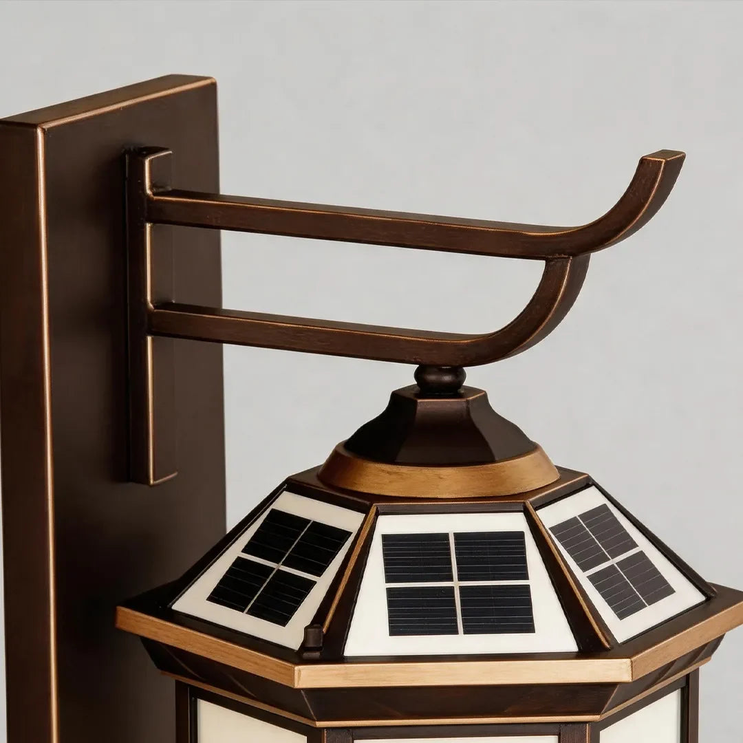 Lattice Glass Outdoor Lantern, Bronze Wall Lantern Set