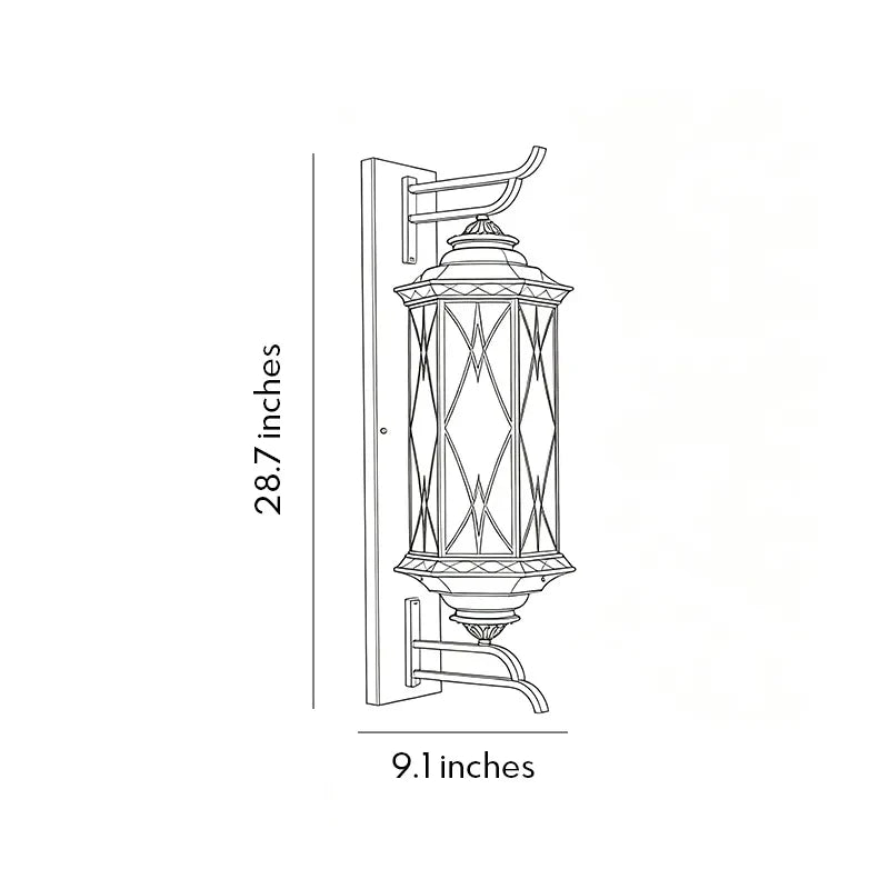 Lattice Glass Outdoor Lantern, Bronze Wall Lantern Set