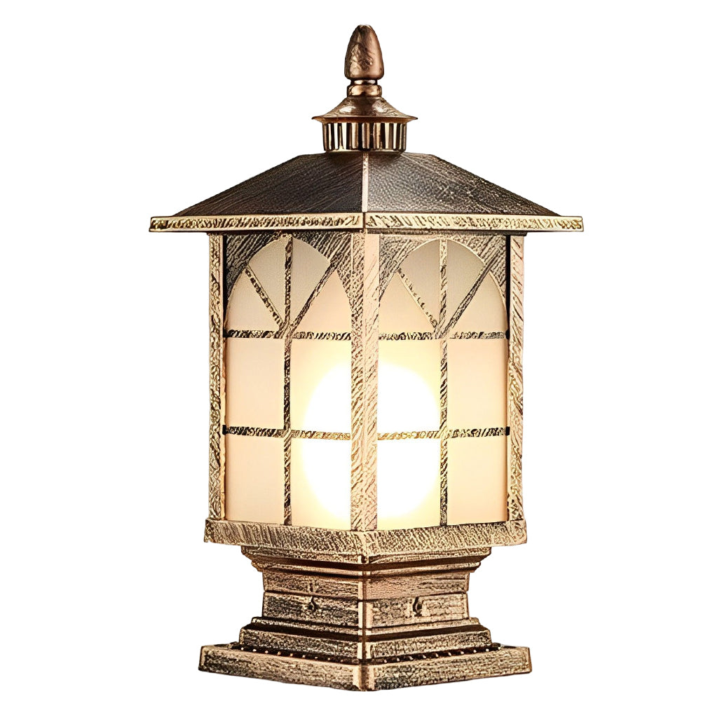 Lantern Pillar Light, Die Cast Aluminum Fence Post Cap Light 19