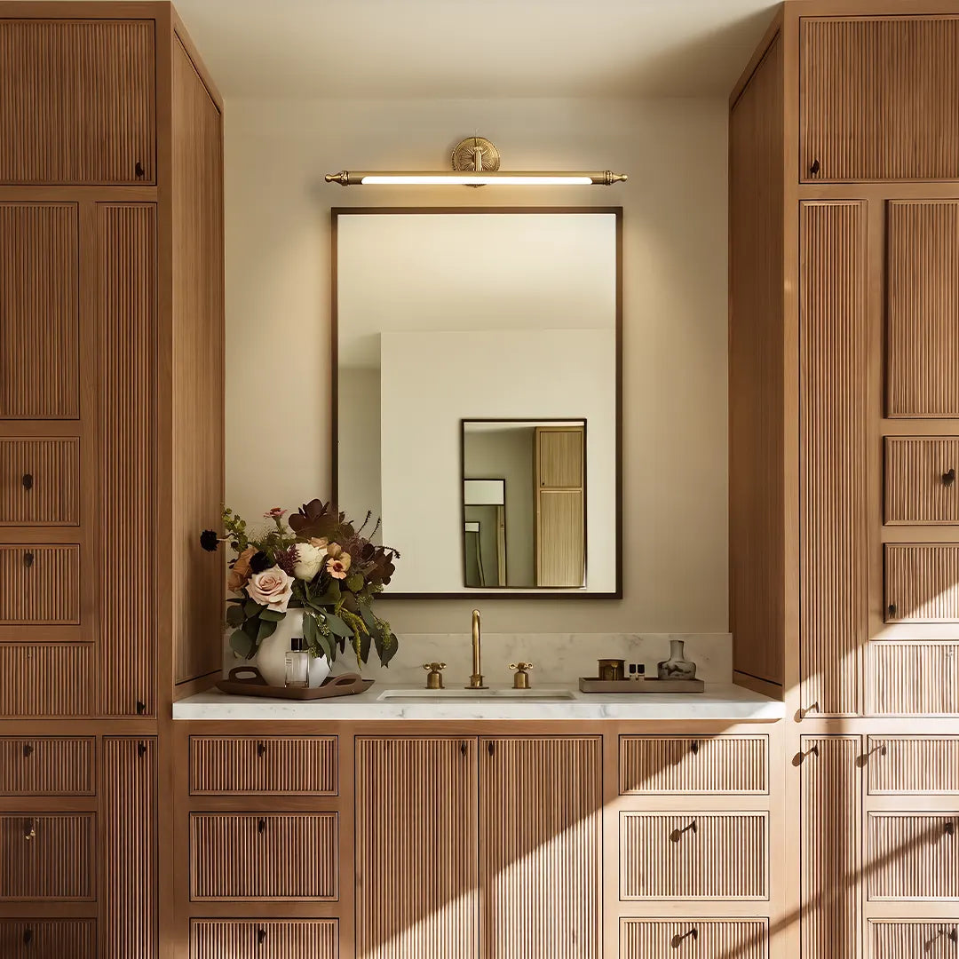 Fluted Brass Vanity Light, Copper Bathroom Mirror Light