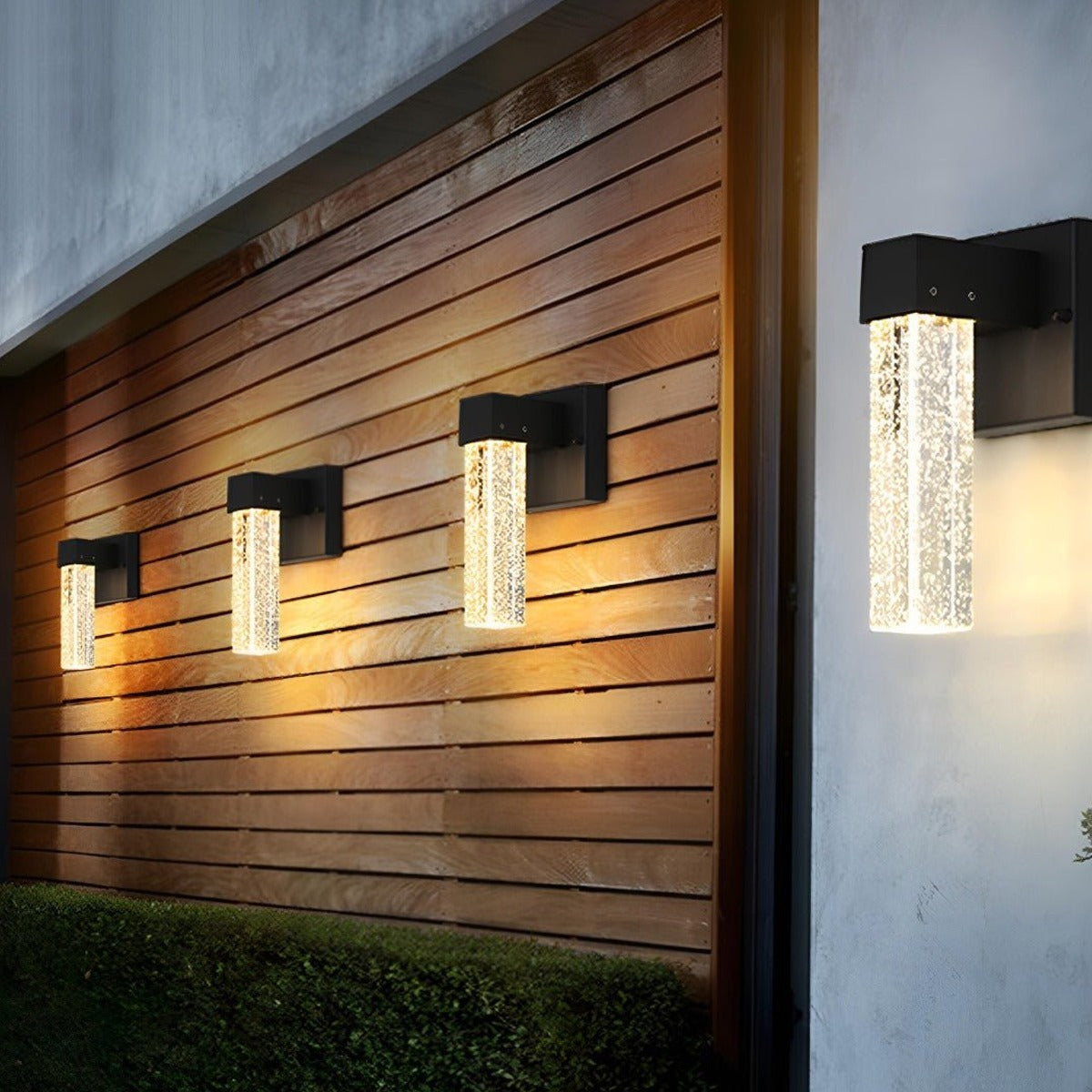 Bubble Crystal Column Wall Light, Black Die Cast Aluminum Sconce