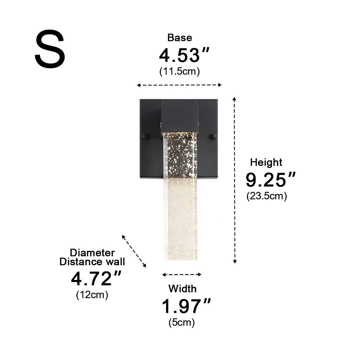 Bubble Crystal Column Wall Light, Black Die Cast Aluminum Sconce 10