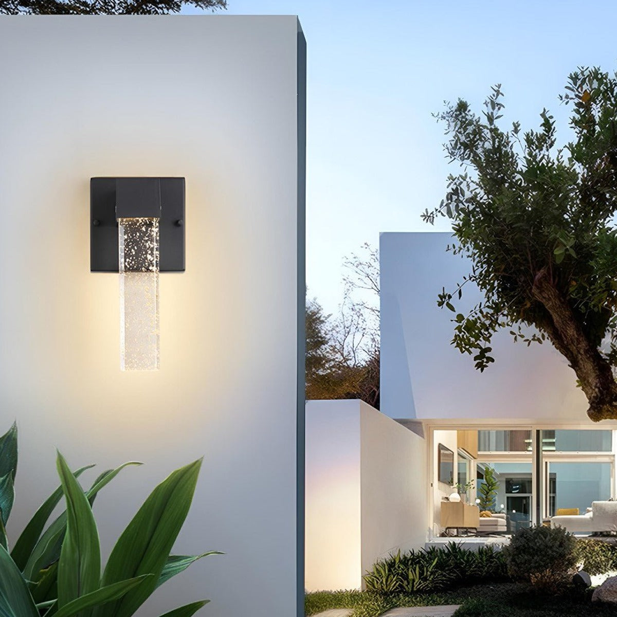 Bubble Crystal Column Wall Light, Black Die Cast Aluminum Sconce 3