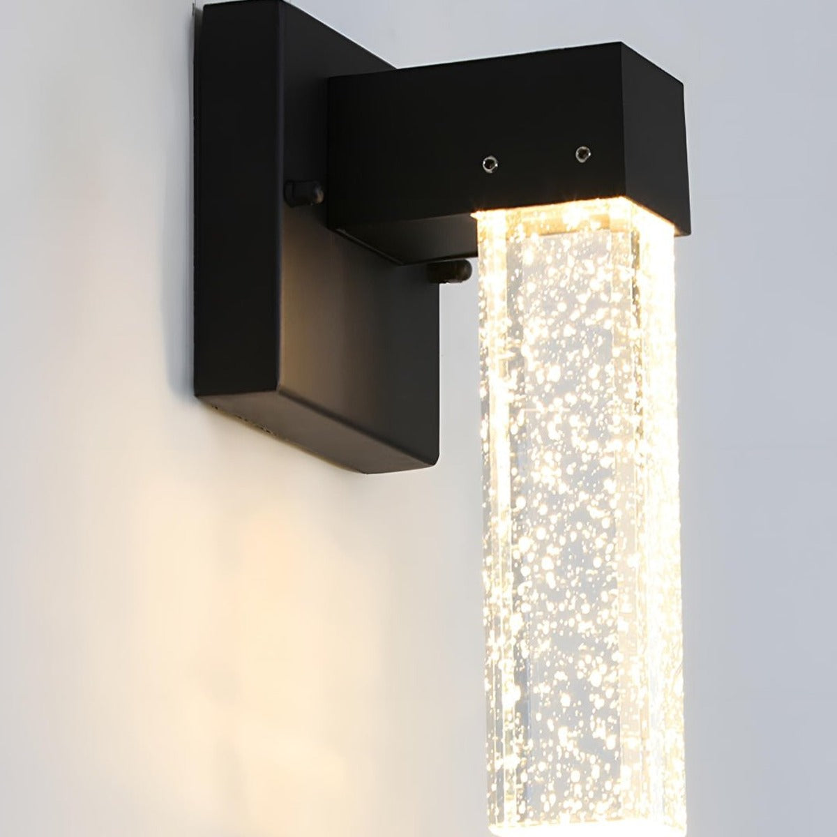 Bubble Crystal Column Wall Light, Black Die Cast Aluminum Sconce 6