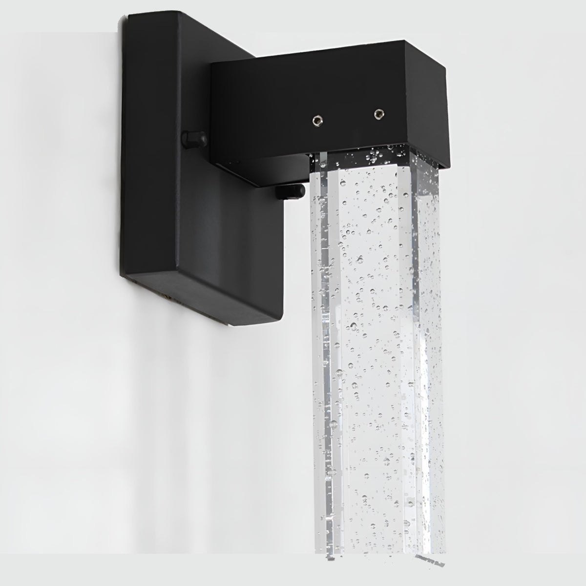 Bubble Crystal Column Wall Light, Black Die Cast Aluminum Sconce 8