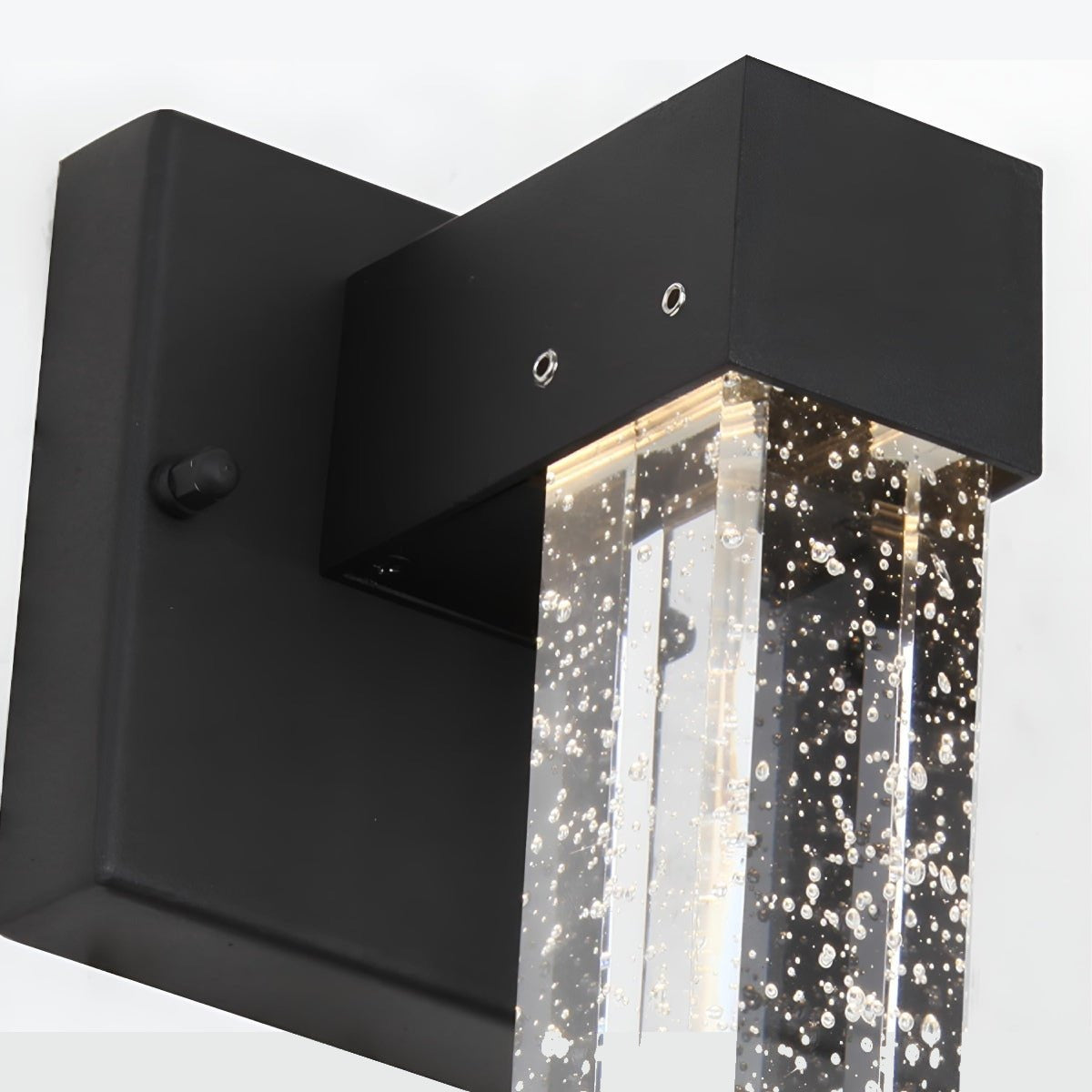 Bubble Crystal Column Wall Light, Black Die Cast Aluminum Sconce 9