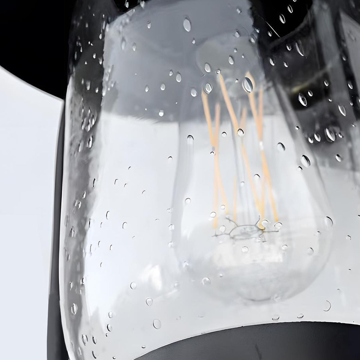 Bubble Glass Jar Lantern, Black Aluminum Gooseneck Porch Light 7