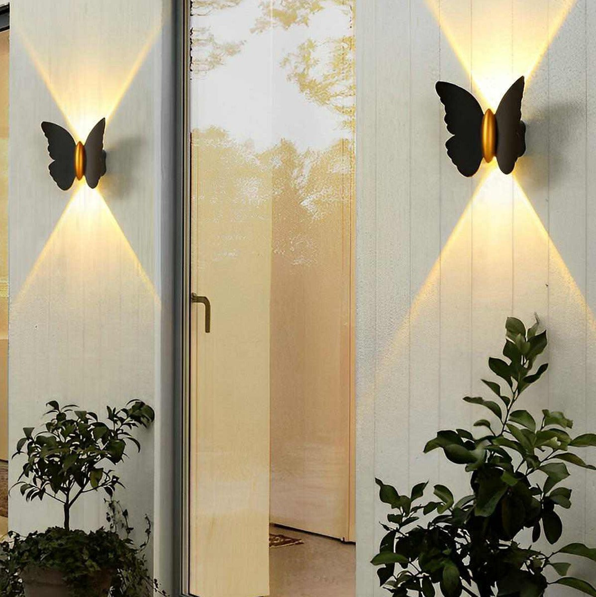 Butterfly and Starfish Wall Light, Aluminum Outdoor Accent Sconce