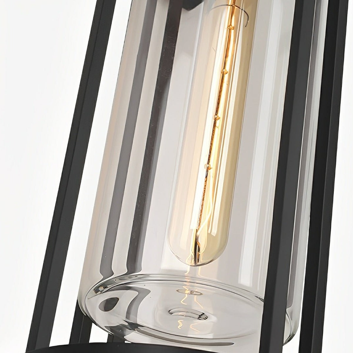 Caged Cylinder Glass Porch Light, Black Die Cast Aluminum Sconce 6