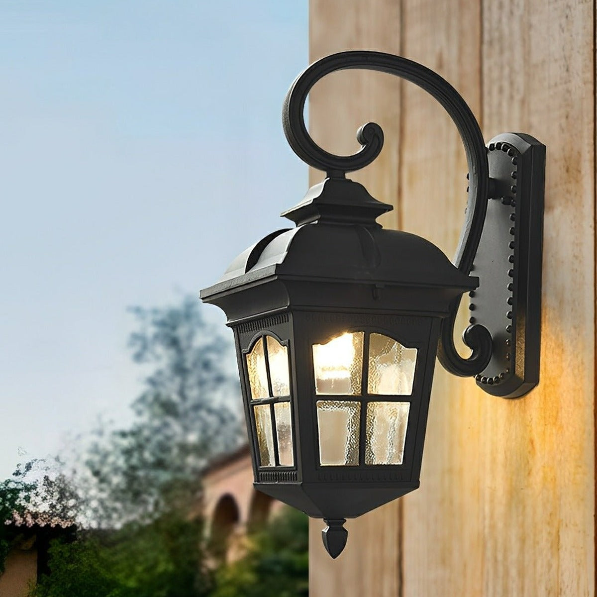 Carriage House Lantern Wall Light, Cast Aluminum Porch Sconce