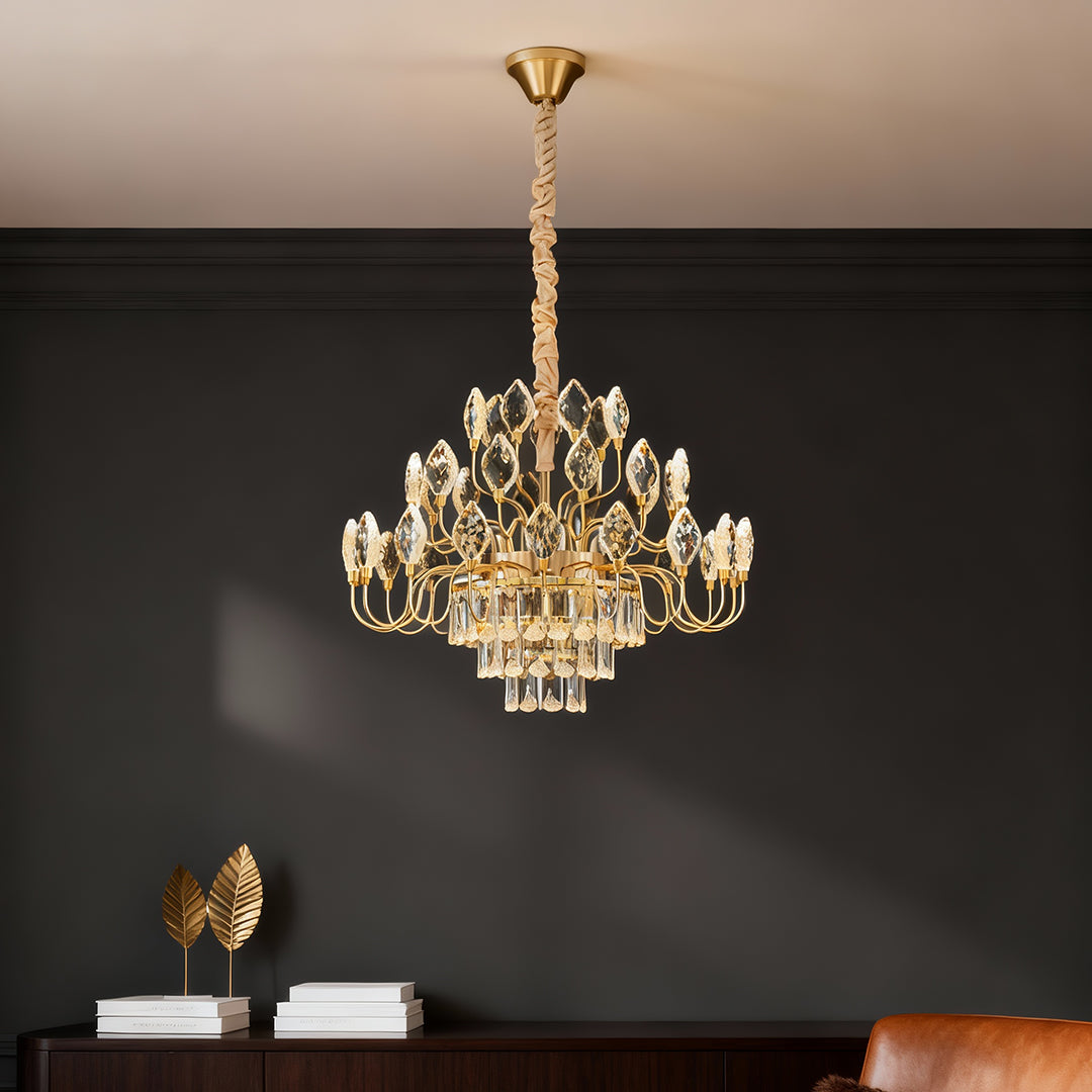 French Crystal LED Chandelier, Luxury Gold Ceiling Light, view 5