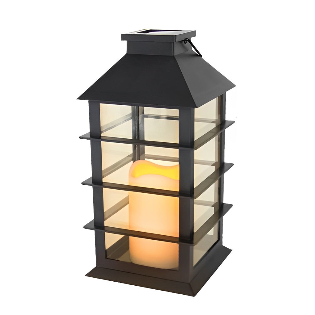 Solar Candle Lantern, Black Portable Hanging Garden Lantern 17