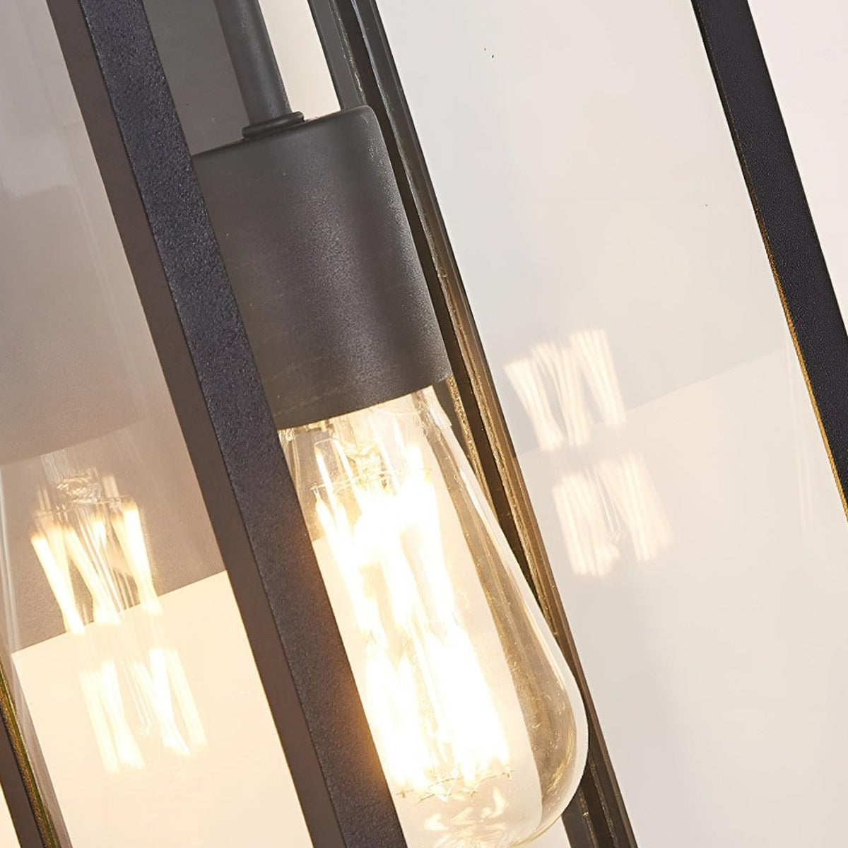Clear Box Lantern Wall Light, Black Aluminum Farmhouse Sconce 10