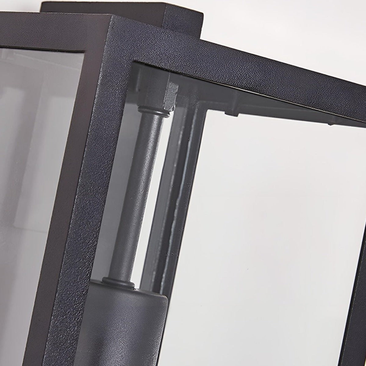 Clear Box Lantern Wall Light, Black Aluminum Farmhouse Sconce 12