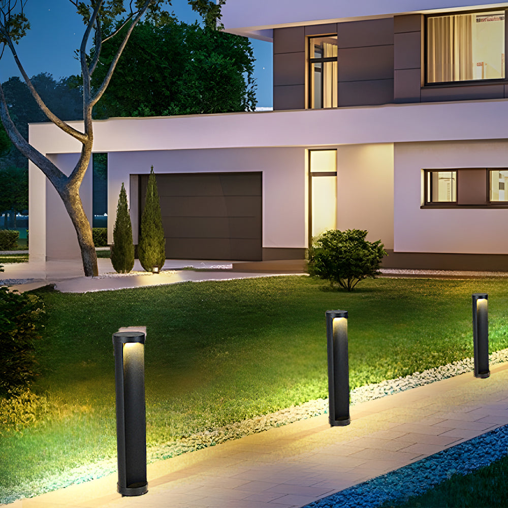 Cylinder Lawn Post Light, Solar or Hardwired Garden Fixture, view 10