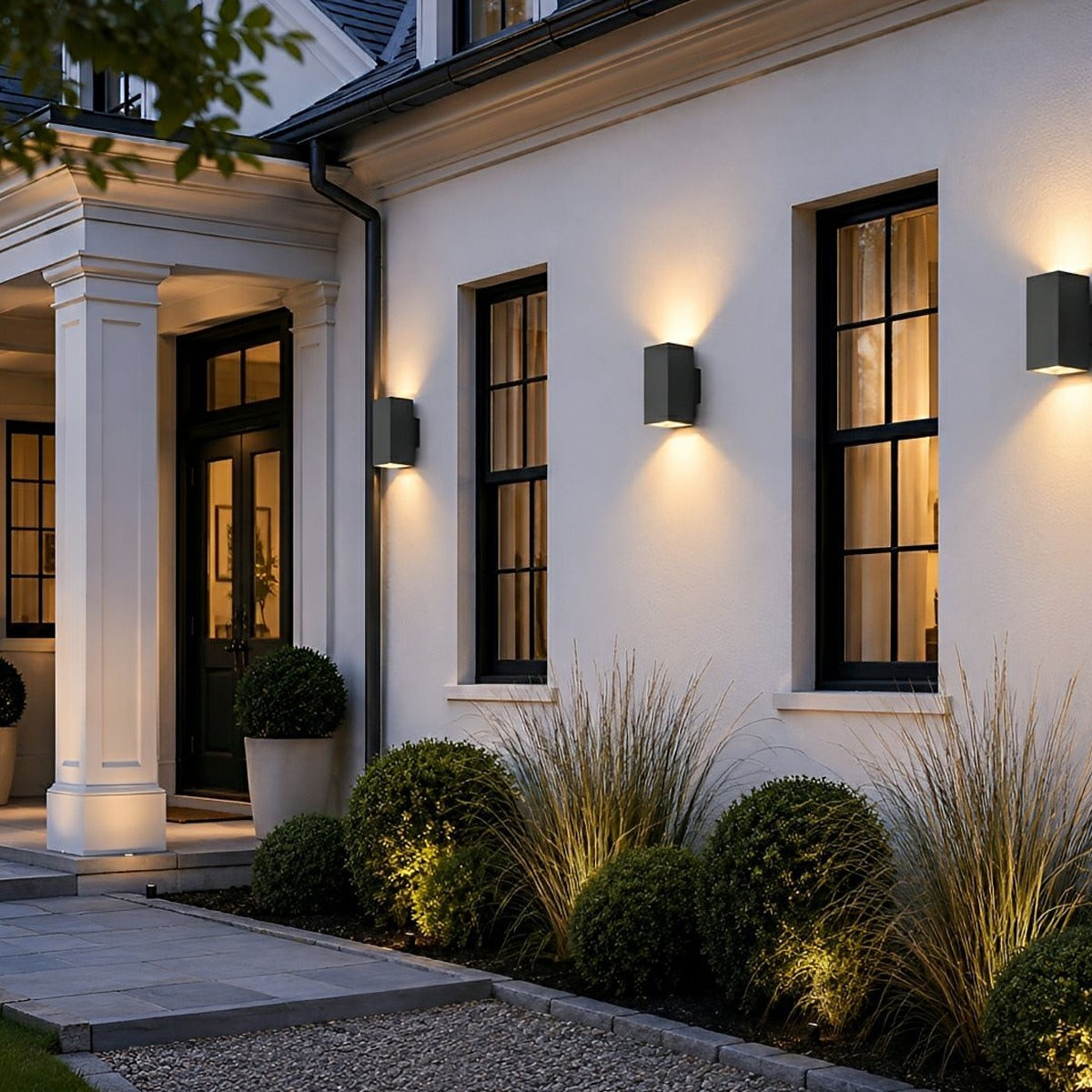 Compact Block Porch Light, Gray Black Die Cast Aluminum Sconce 2