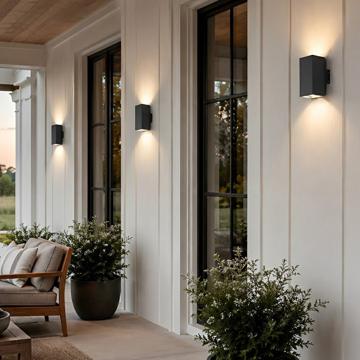 Compact Block Porch Light, Gray Black Die Cast Aluminum Sconce 6