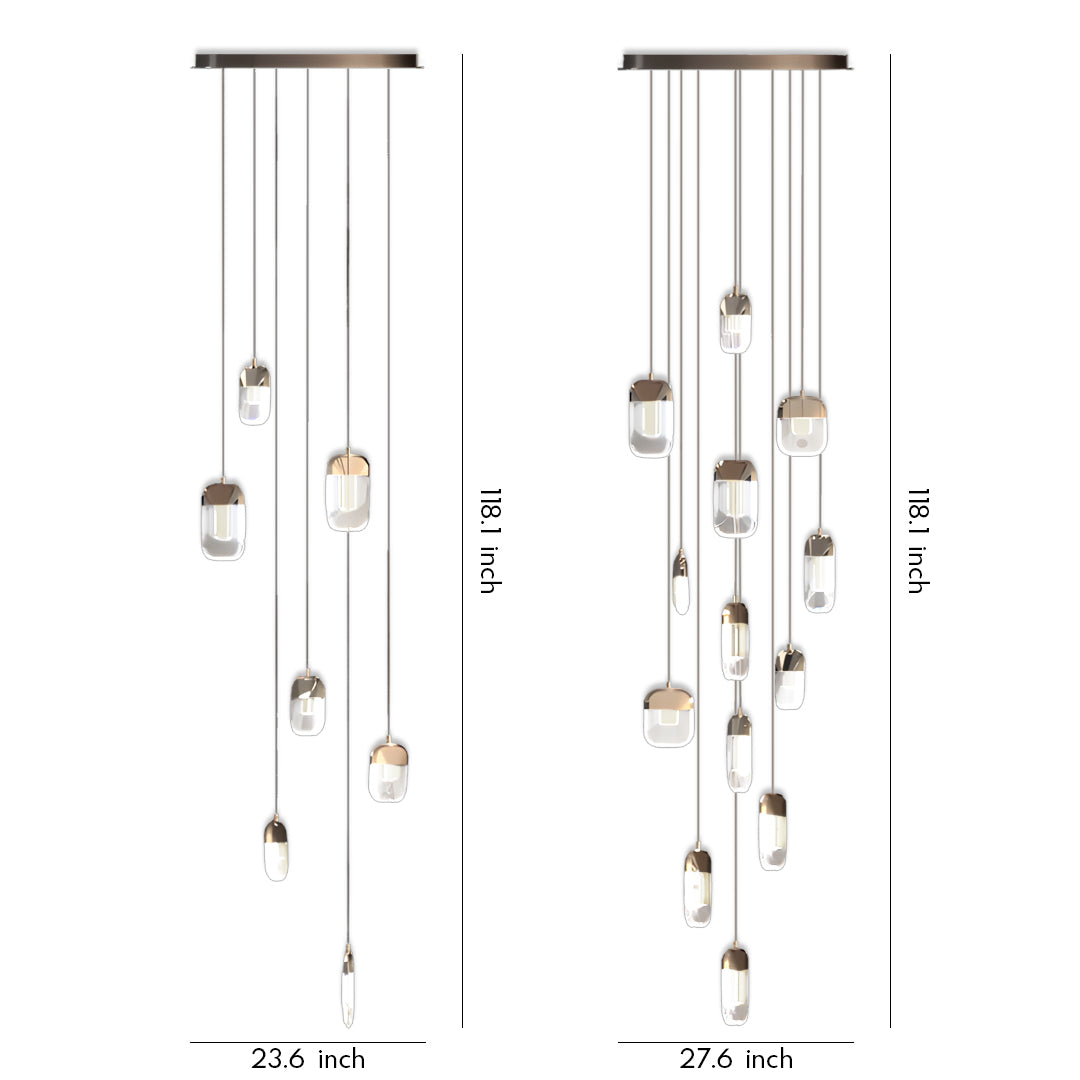 Full Copper Staircase Chandelier, Crystal Ceiling Light, view 8