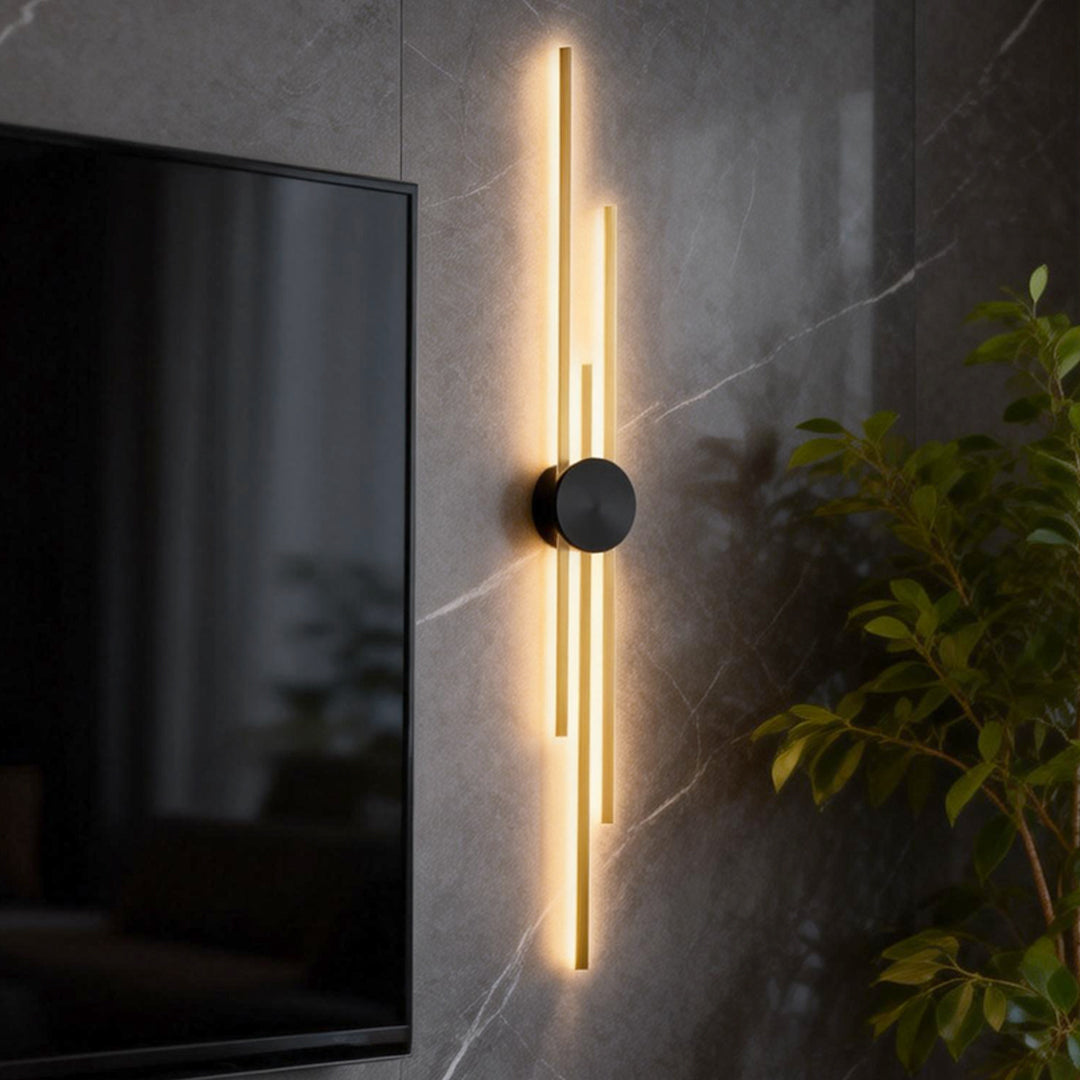 Triple Bar Linear Sconce, Iron and Acrylic Wall Light