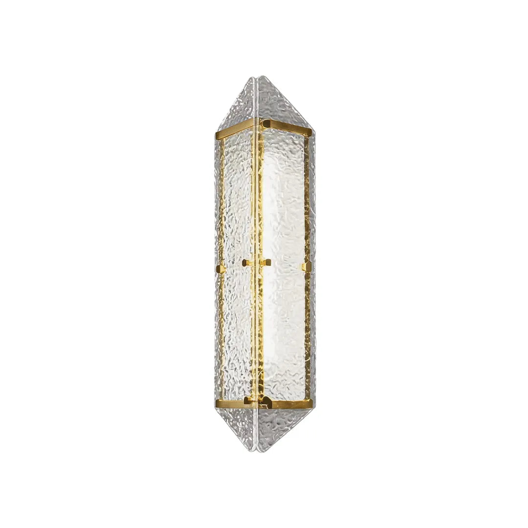 Gilded Facet Outdoor Sconce, Gold Steel Wall Lantern
