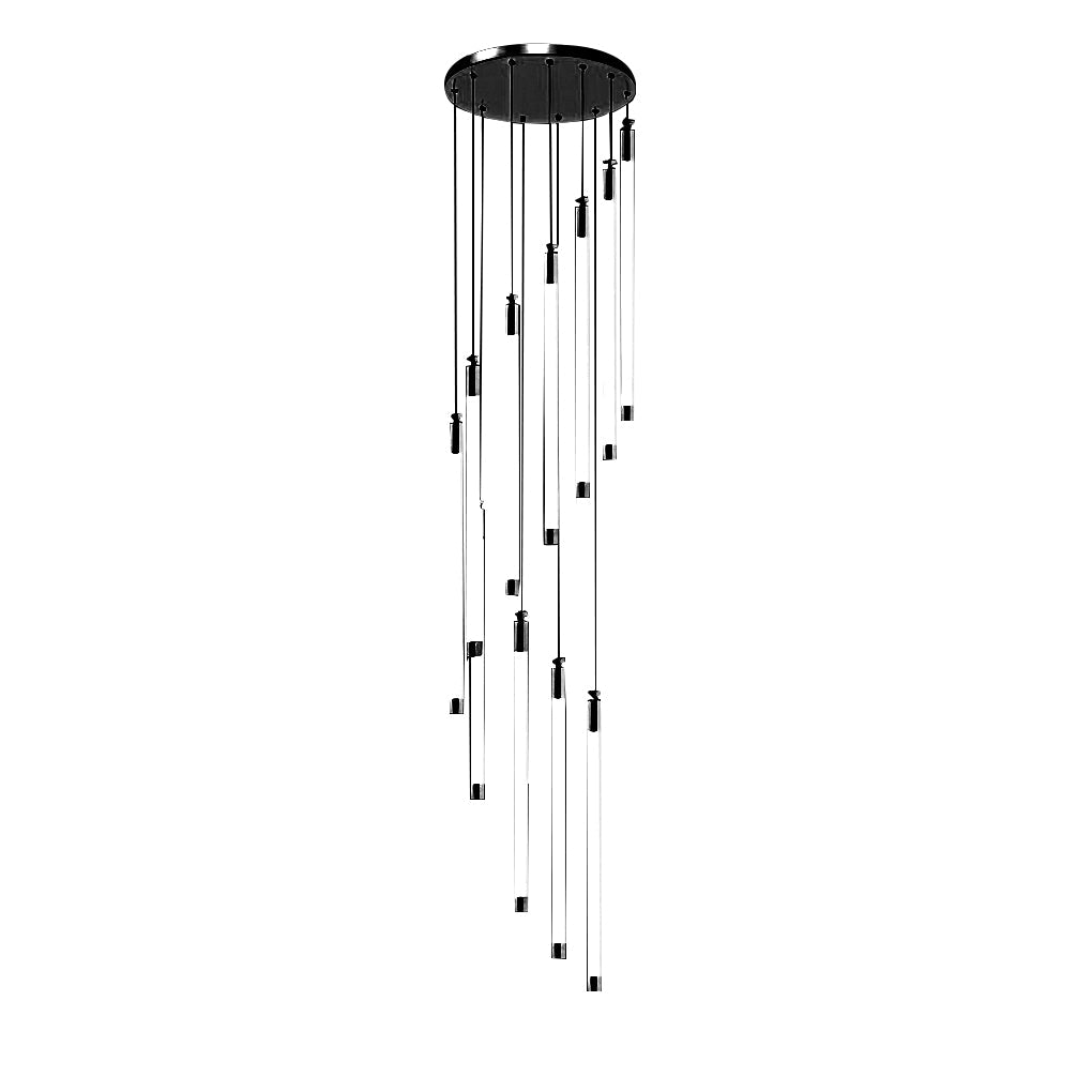 Spiral Tube Staircase Chandelier, Acrylic LED in Gold or Black