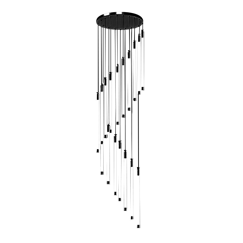 Spiral Tube Staircase Chandelier, Acrylic LED in Gold or Black