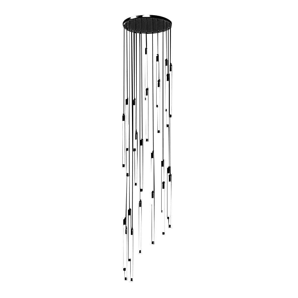 Spiral Tube Staircase Chandelier, Acrylic LED in Gold or Black