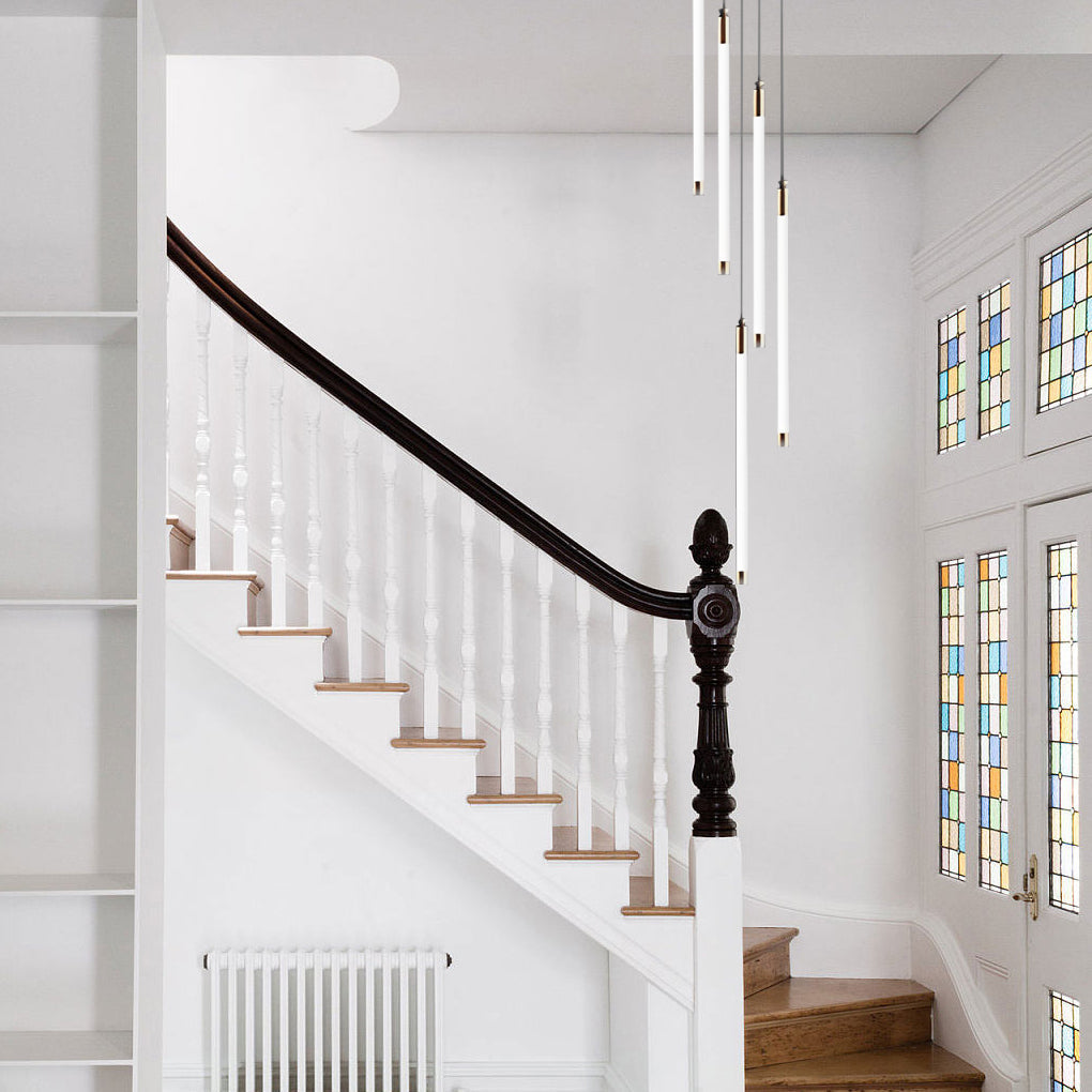 Spiral Tube Staircase Chandelier, Acrylic LED in Gold or Black