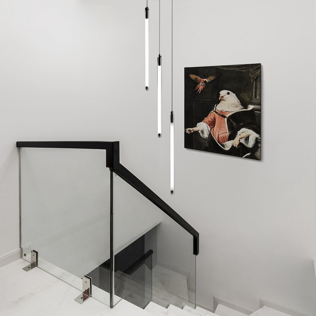 Spiral Tube Staircase Chandelier, Acrylic LED in Gold or Black