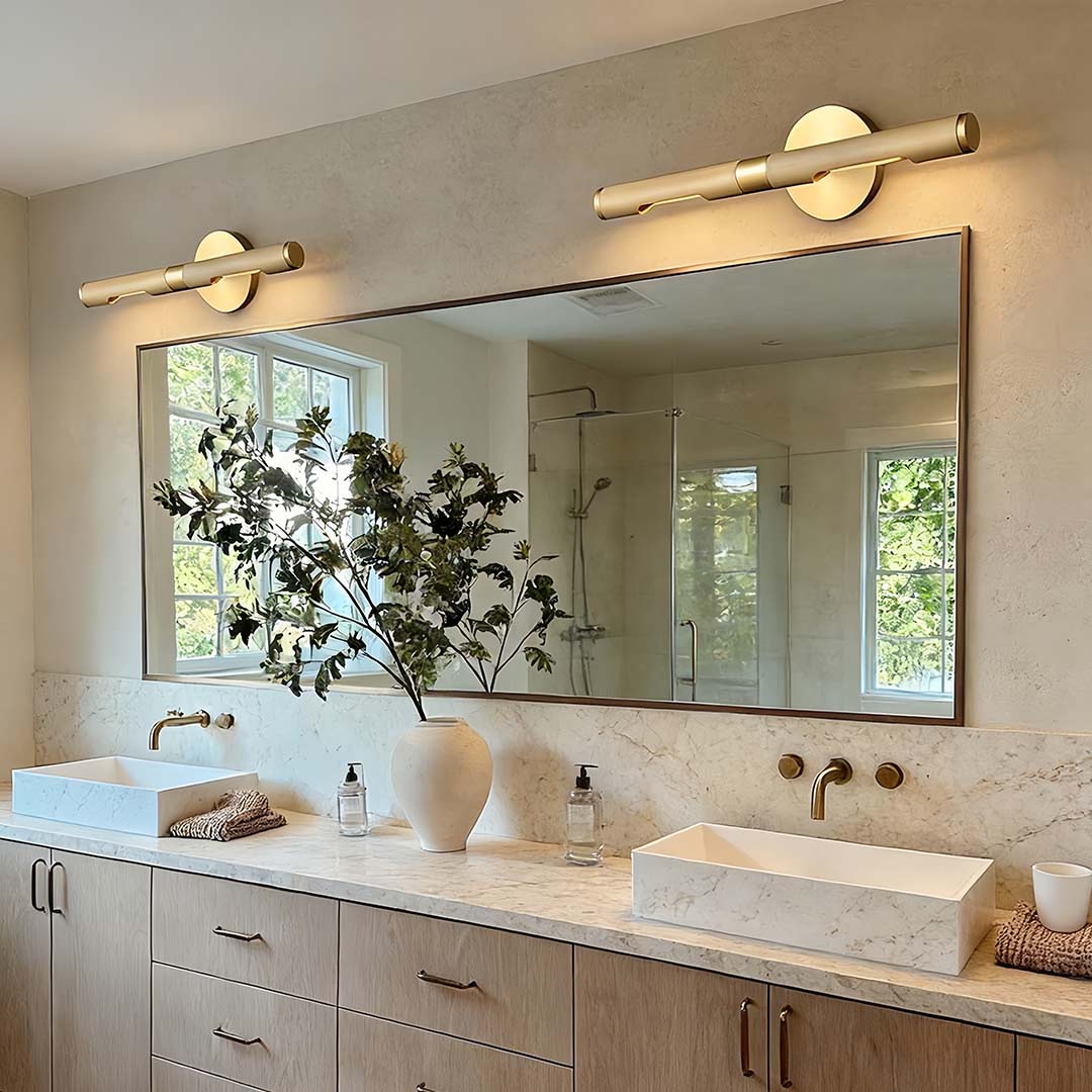 Ribbed Tube Vanity Light Bar, Metal Bathroom Mirror Light