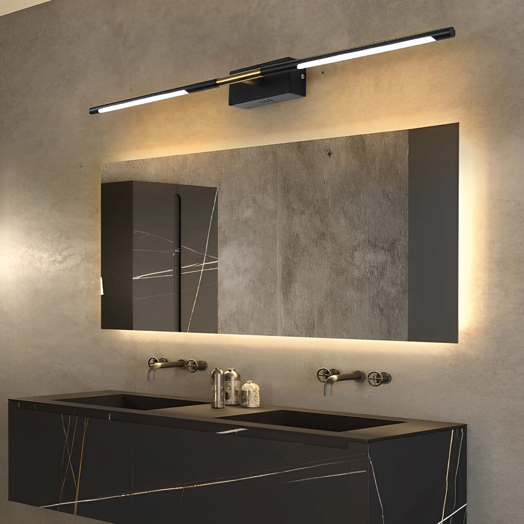 Slender Rod Vanity Light, Black and Gold LED Bath Bar