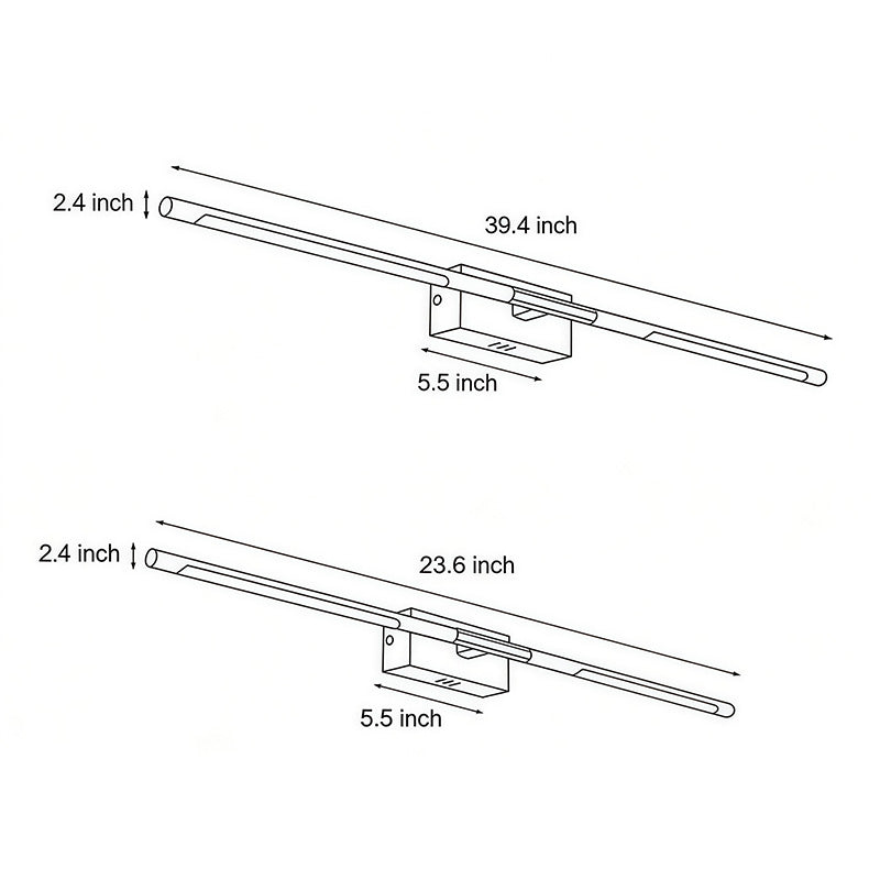 Slender Rod Vanity Light, Black and Gold LED Bath Bar