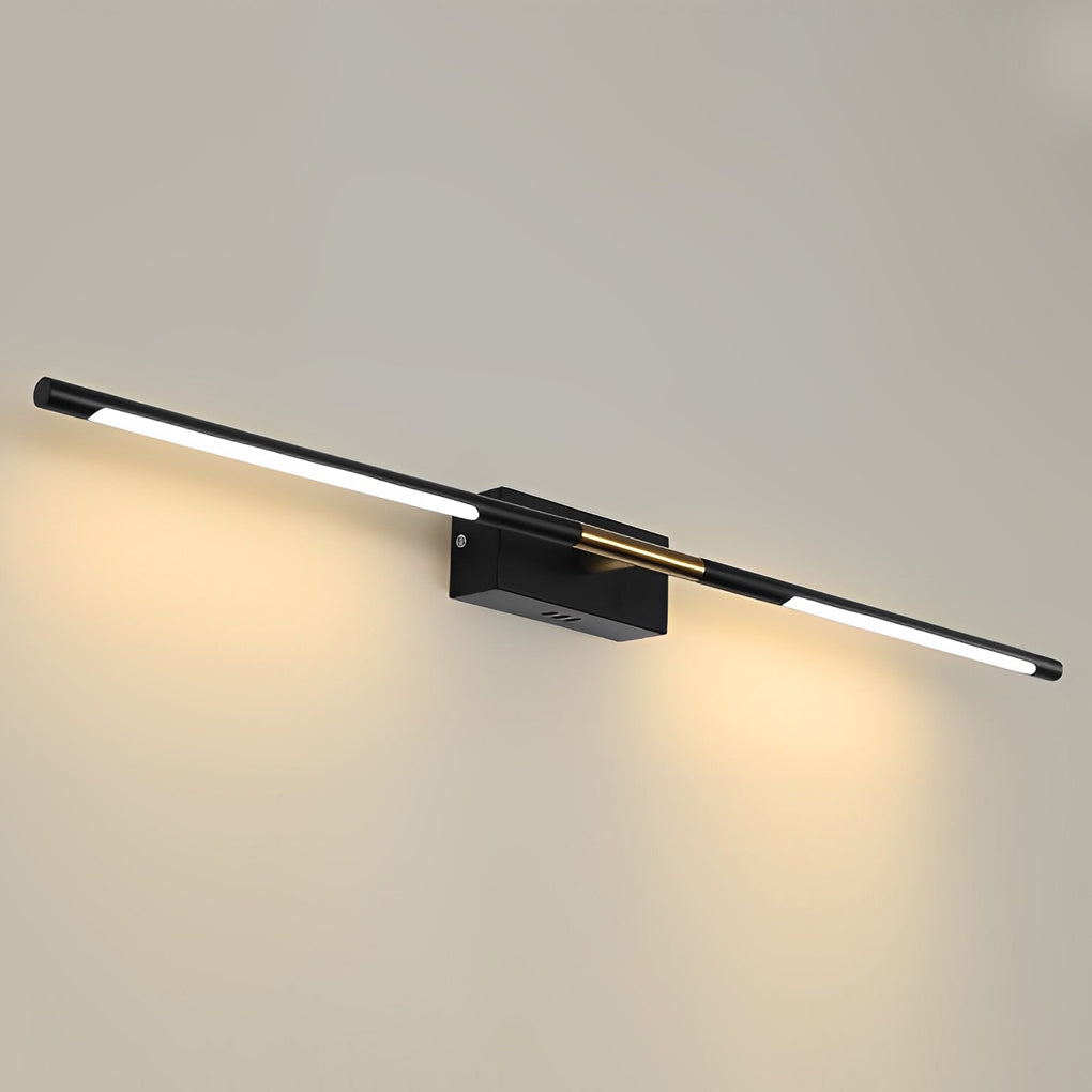 Slender Rod Vanity Light, Black and Gold LED Bath Bar