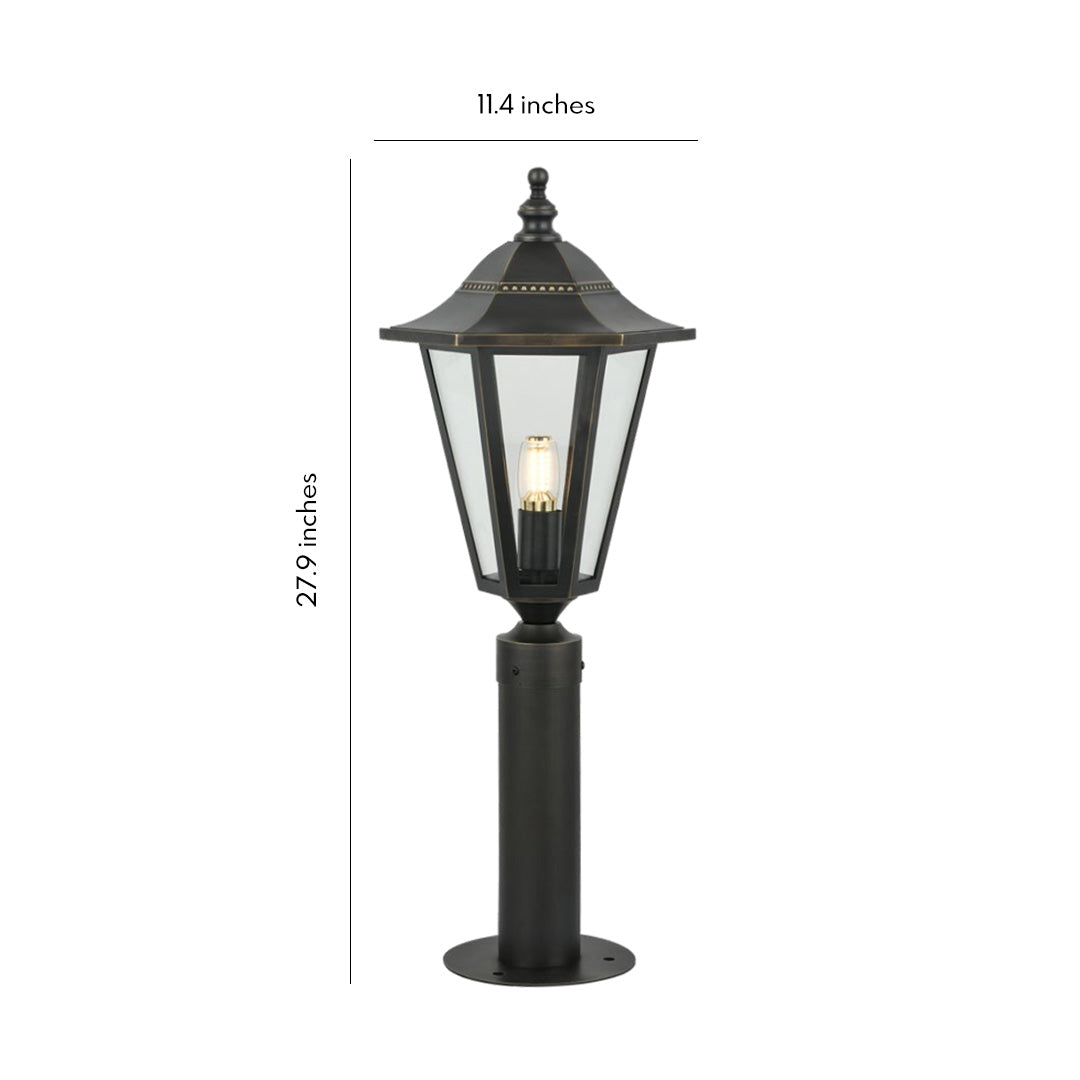 Carriage Lantern Path Light, Black Copper Landscape Post Light
