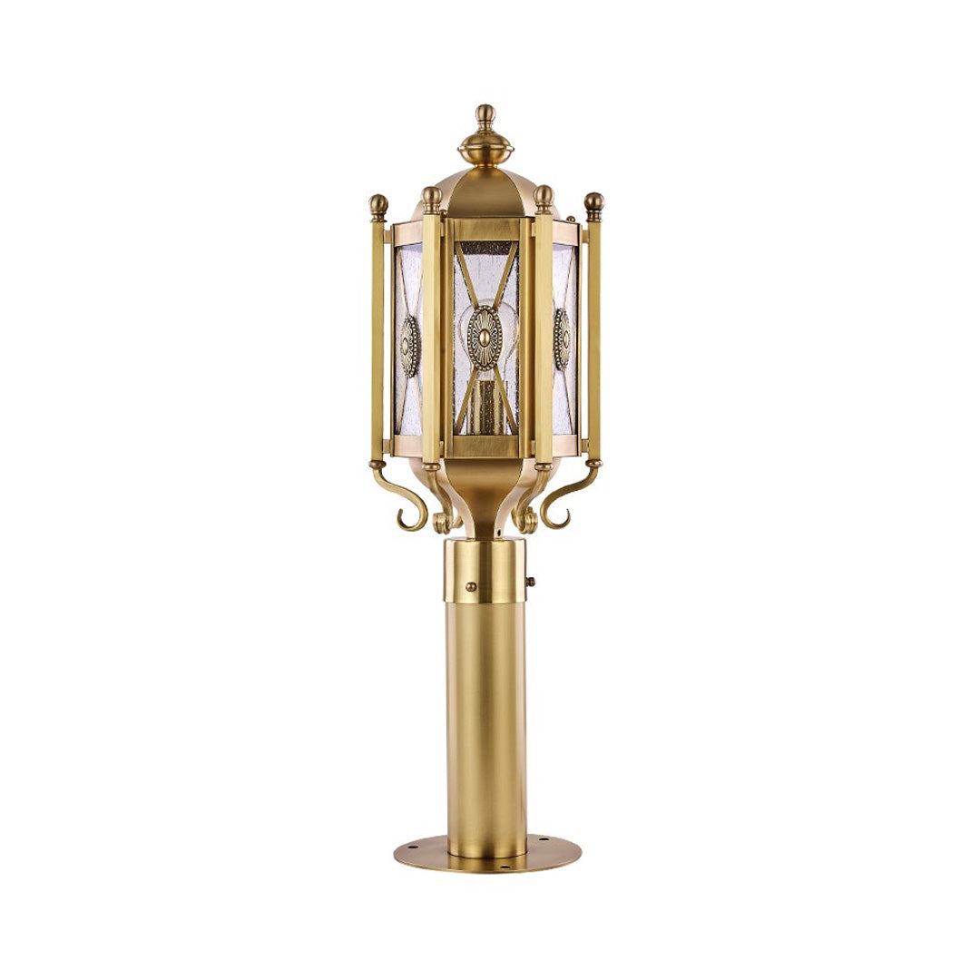 Classic Brass Path Light, Antique Copper Glass Garden Lantern