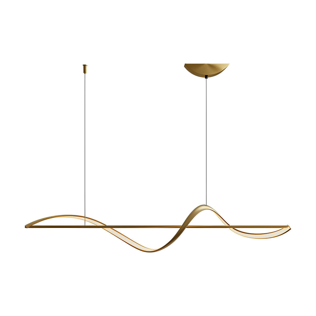 Copper Wave Strip LED Linear Pendant, Modern Dining Room Light