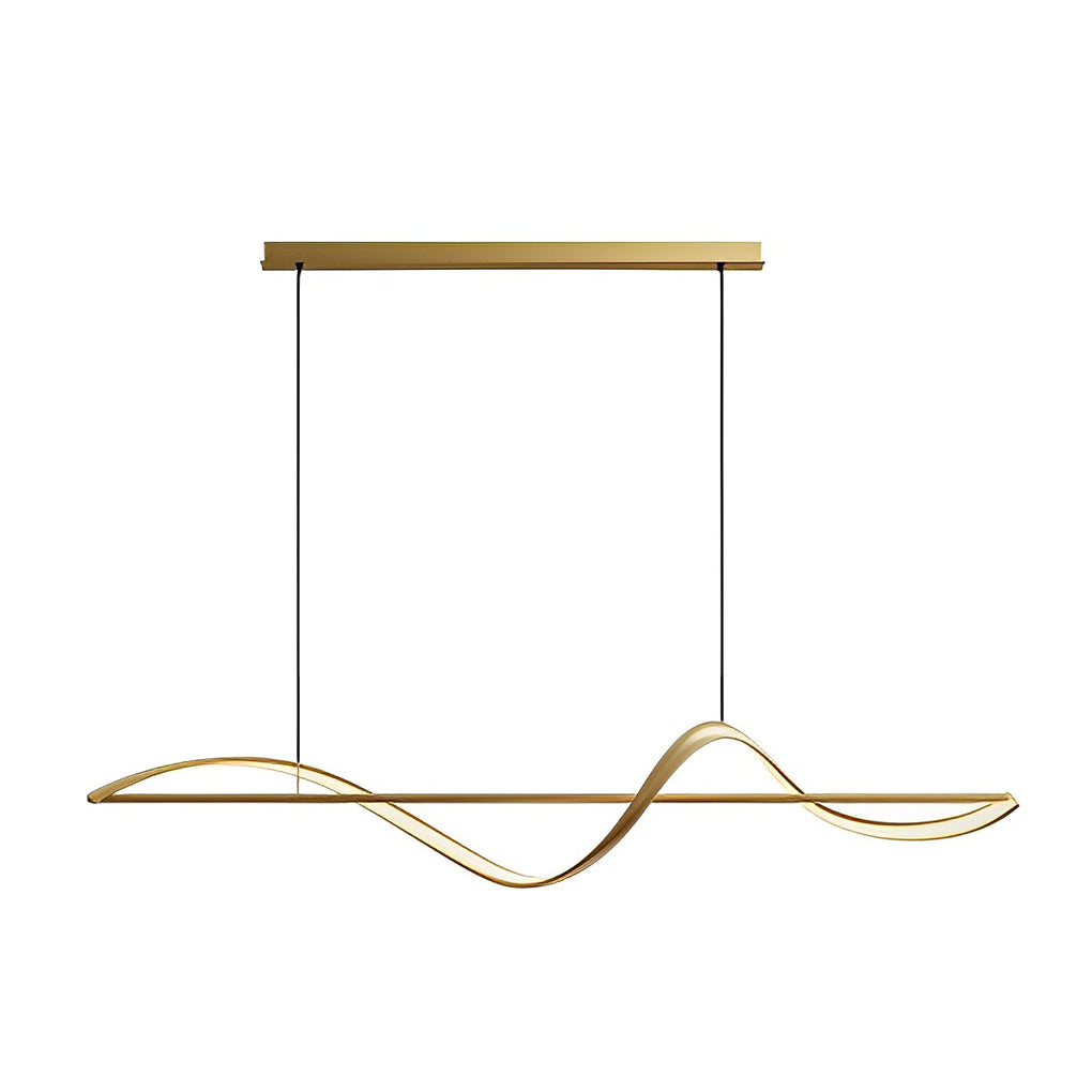 Copper Wave Strip LED Linear Pendant, Modern Dining Room Light