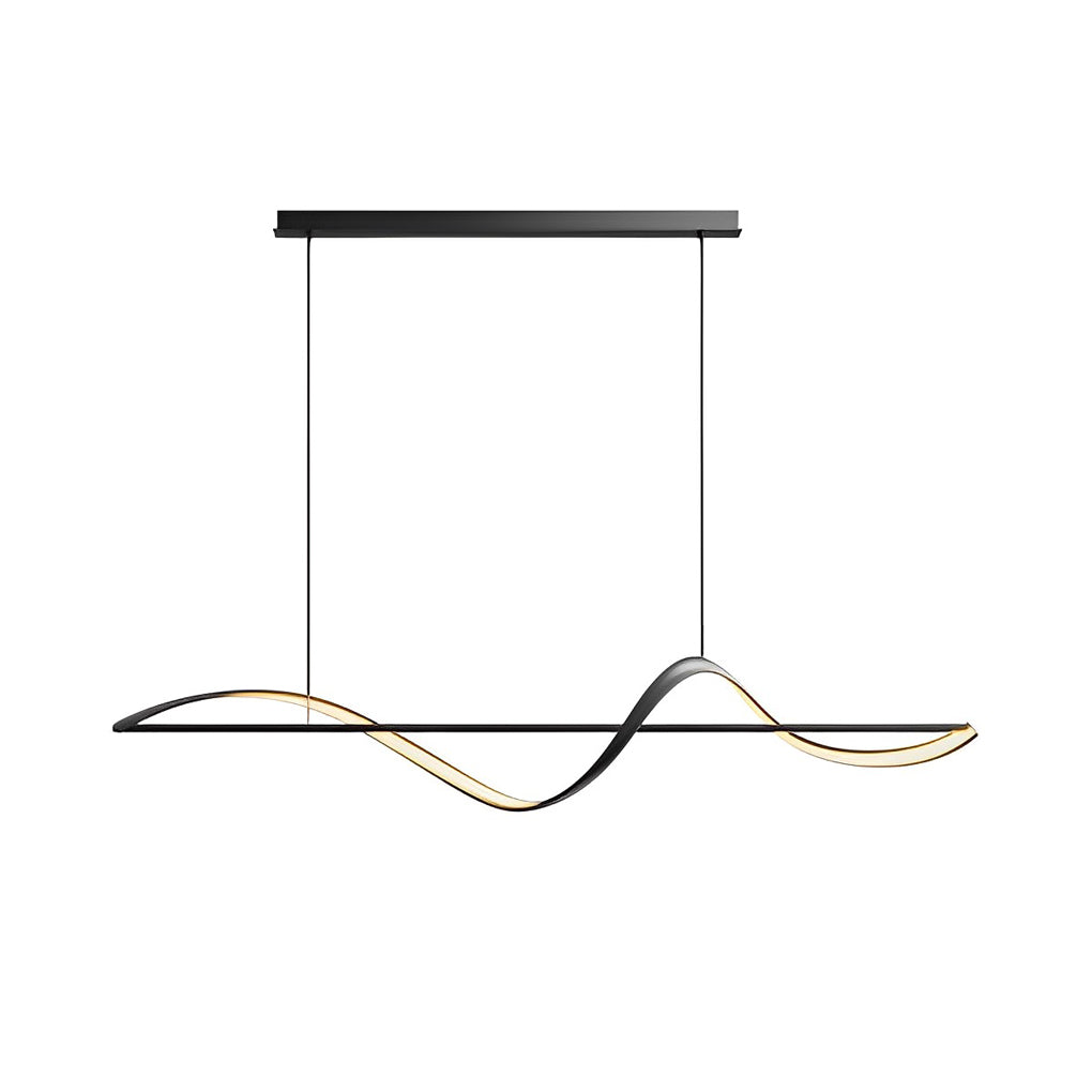 Copper Wave Strip LED Linear Pendant, Modern Dining Room Light