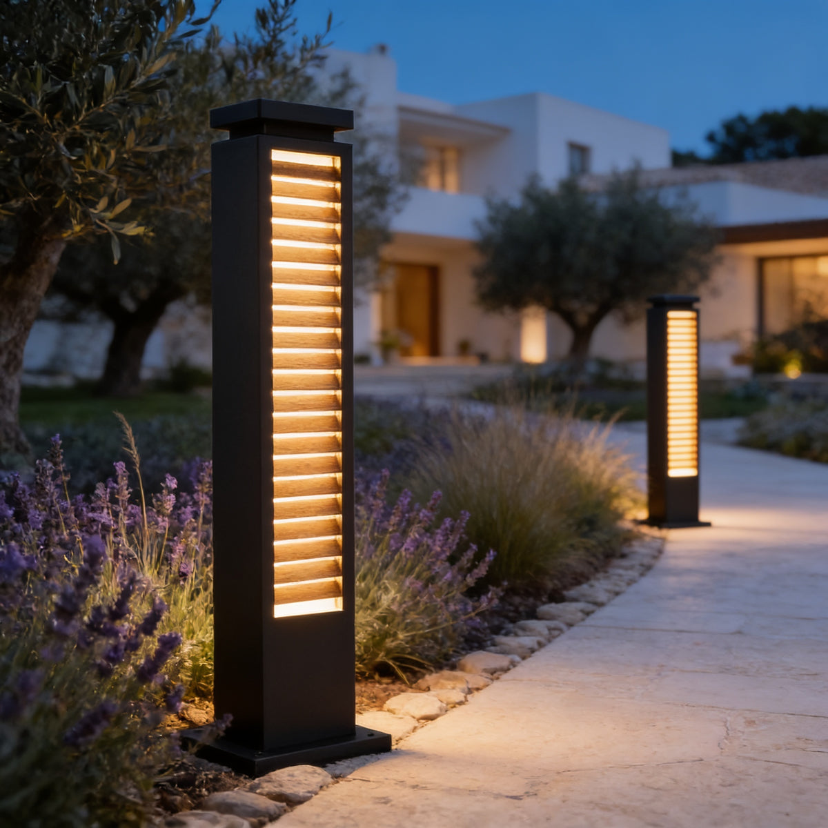 Courtyard Column Light, L 6.7 in x W 6.7 in x H 27.6 in, Hardwired