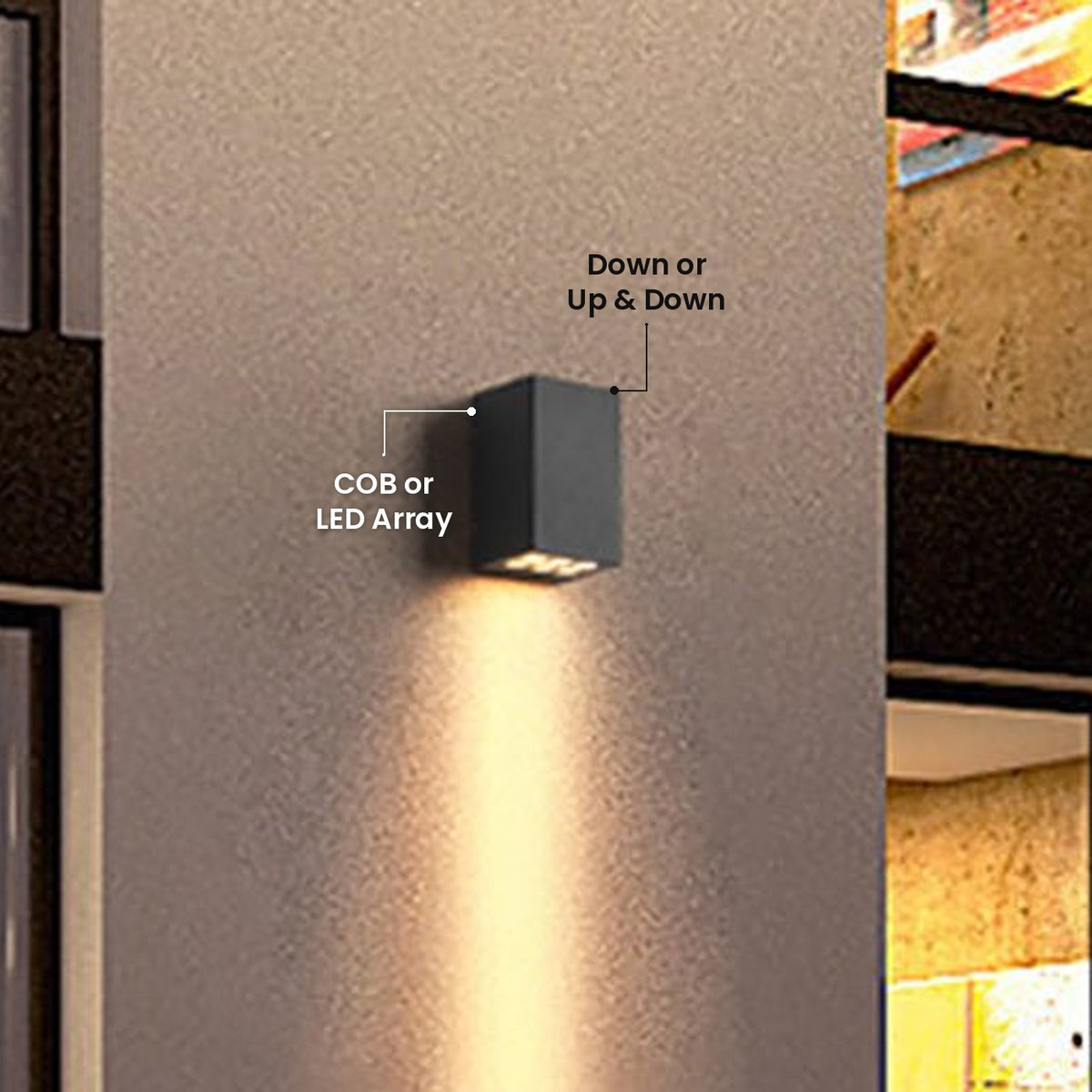 Courtyard Up and Down Wall Light: Down or Up & Down, COB or LED Array