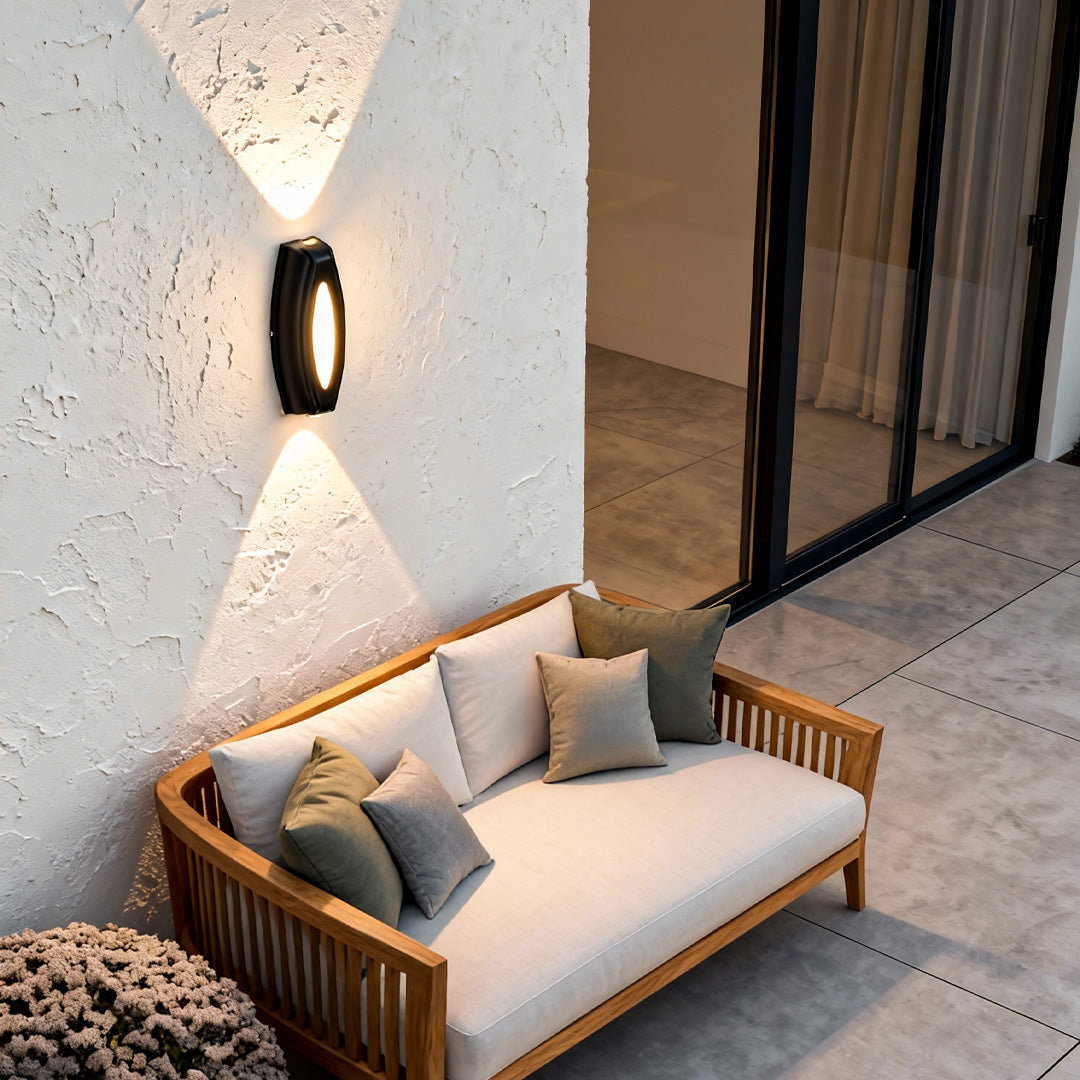 Sculpted Panel Outdoor Wall Light, Black Aluminum Terrace Lamp