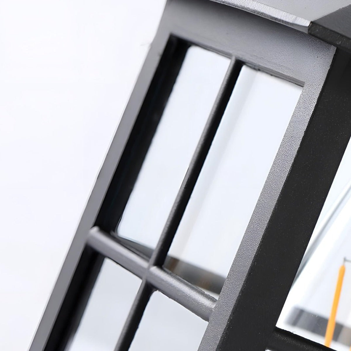 Craftsman Grid Lantern Porch Light, Black Aluminum Wall Lantern 10