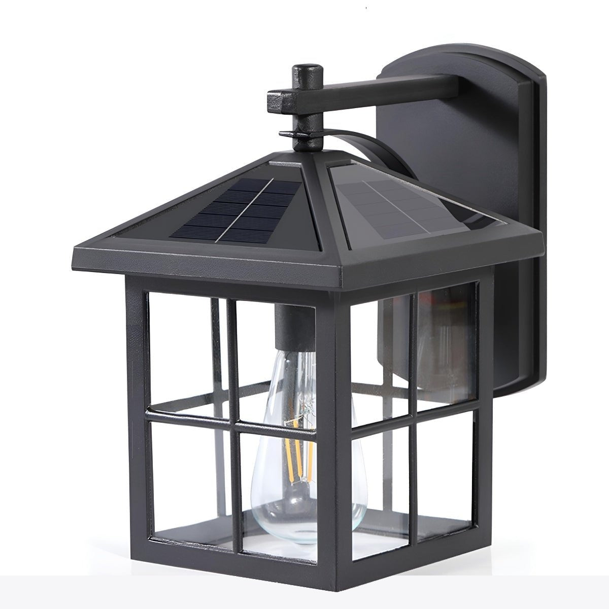 Craftsman Grid Lantern Porch Light, Black Aluminum Wall Lantern 11